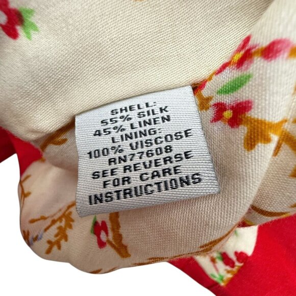 J. Peterman Red Blazer Size 4 Silk Linen Blend Tie Front Womens Preppy Jacket - Picture 9 of 9